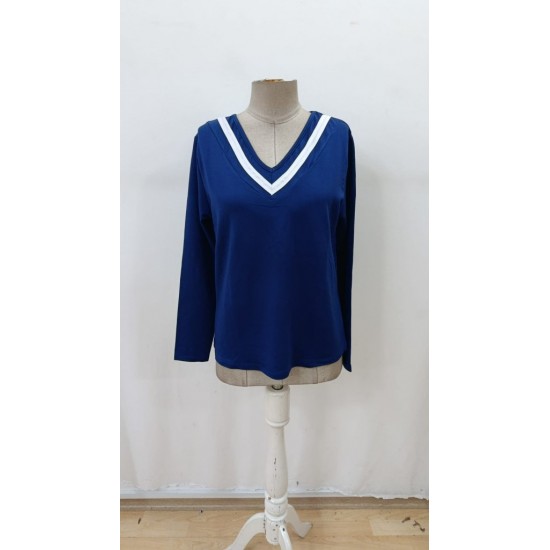 Kadın Uzun Kollu V Yakalı Viskon Iki Iplik Bluz , 29876