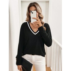 Kadın Uzun Kollu V Yakalı Viskon Iki Iplik Bluz , 29875