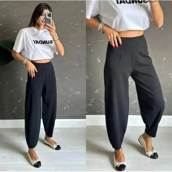 Kadın Yüksek Bel Krep Pantolon , 26806