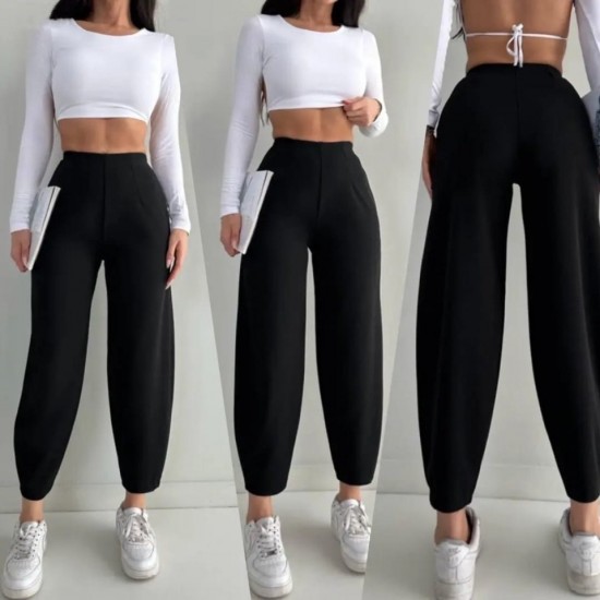 Kadın Yüksek Bel Krep Pantolon , 26806