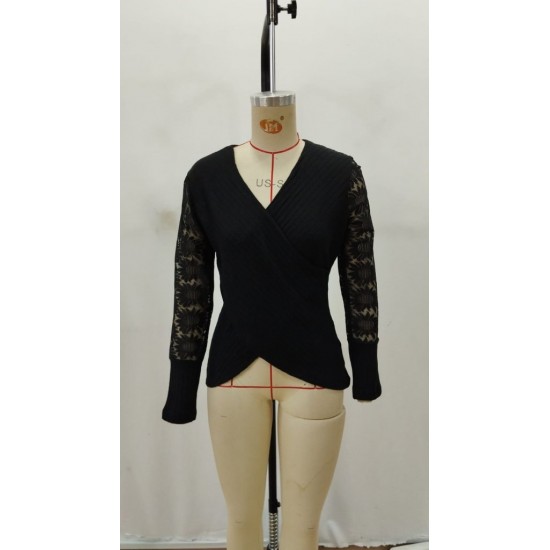 Kadın Uzun Kollu Kruvaze Yakalı şardonlu Kaşkorse Bluz , 29899