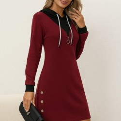 Kadın Uzun Kollu Kapşonlu önden Fermuarlı Düğmeli Mini Iki Iplik Elbise , 29898 Kadın Uzun Kollu Kapşonlu önden Fermuarlı Düğmeli Mini Iki Iplik Elbise , 29898