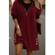 Kadın Uzun Kollu Kapşonlu önden Fermuarlı Düğmeli Mini Iki Iplik Elbise , 29898