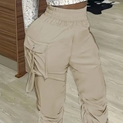 Kadın Yüksek Bel Beli Lastikli Kargo Cep Detaylı Gabardin Pantolon, 29891 Kadın Yüksek Bel Beli Lastikli Kargo Cep Detaylı Gabardin Pantolon, 29891