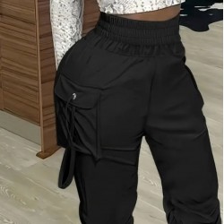 Kadın Yüksek Bel Beli Lastikli Kargo Cep Detaylı Gabardin Pantolon , 29890 Kadın Yüksek Bel Beli Lastikli Kargo Cep Detaylı Gabardin Pantolon , 29890