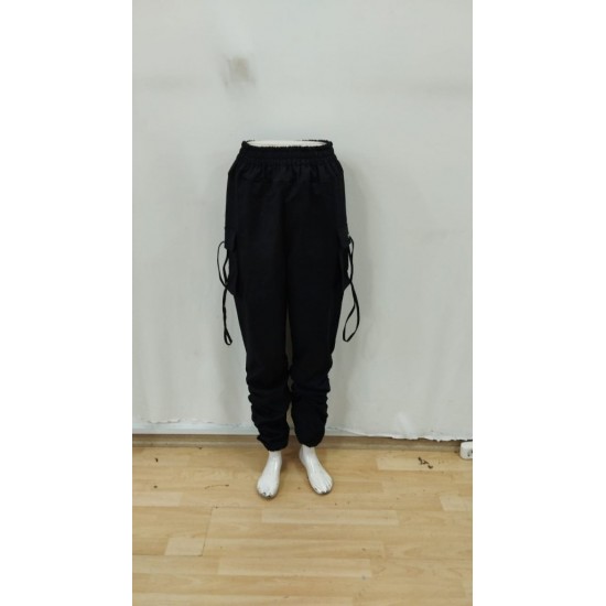 Kadın Yüksek Bel Beli Lastikli Kargo Cep Detaylı Gabardin Pantolon , 29890