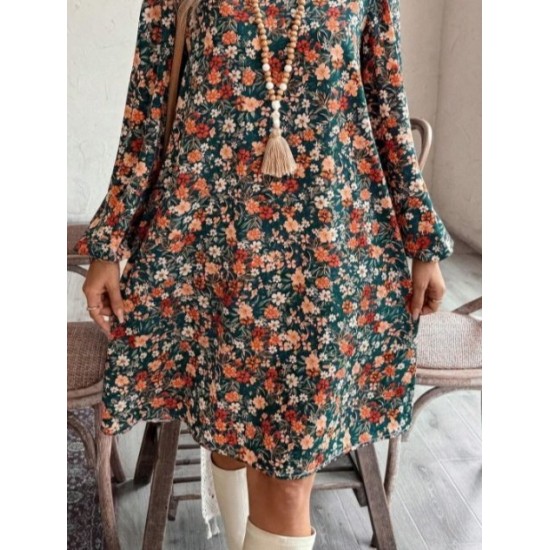 Kadın Uzun Kollu V Yakalı Desenli Modal Mini Elbise , 29888 Kadın Uzun Kollu V Yakalı Desenli Modal Mini Elbise , 29888