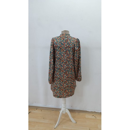 Kadın Uzun Kollu V Yakalı Desenli Modal Mini Elbise , 29888 Kadın Uzun Kollu V Yakalı Desenli Modal Mini Elbise , 29888