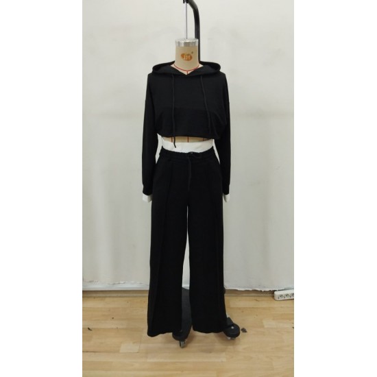 Kadın Uzun Kollu Kapşonlu Viskon Iki Iplik Bluz Ve Pantolon Ikili Takım , 29884