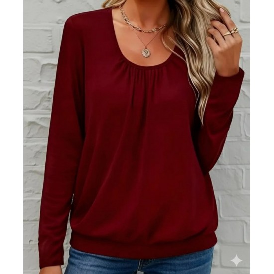 Kadın Uzun Kollu Yuvarlak Yakalı Viskon Bluz , 29910