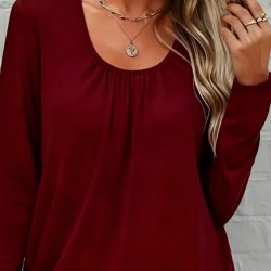Kadın Uzun Kollu Yuvarlak Yakalı Viskon Bluz , 29910
