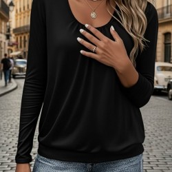 Kadın Uzun Kollu Yuvarlak Yakalı Viskon Bluz , 29909