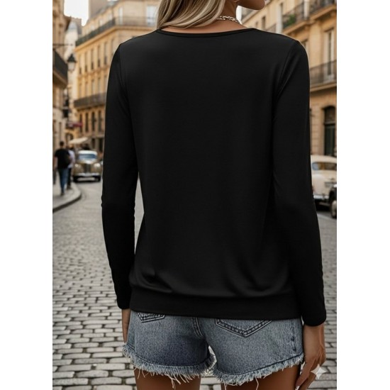 Kadın Uzun Kollu Yuvarlak Yakalı Viskon Bluz , 29909