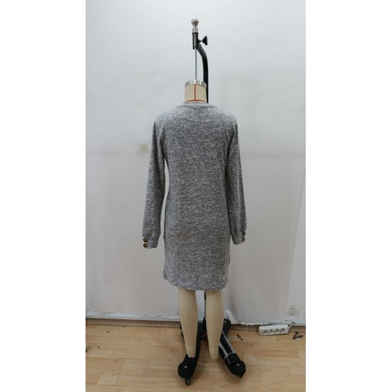 Kadın Uzun Kollu Bisiklet Yaka önden Asimetrik Kesim Detaylı Mini Yumoş Elbise, 29904