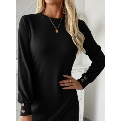 Kadın Uzun Kollu Bisiklet Yaka önden Asimetrik Kesim Detaylı Mini Yumoş Elbise , 29902