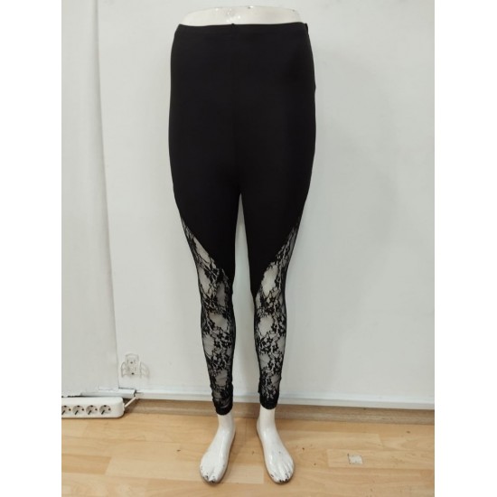 Kadın Yüksek Bel Yanlardan Dantel Detaylı Dalgıç Tayt , 29917