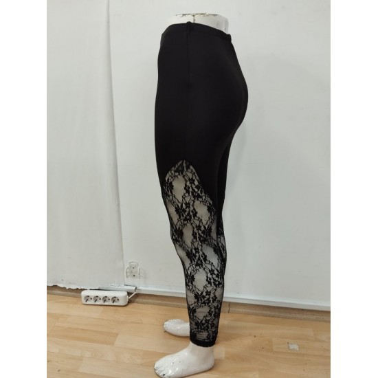 Kadın Yüksek Bel Yanlardan Dantel Detaylı Dalgıç Tayt , 29917