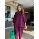 Kadın Uzun Kollu Bisiklet Yaka Viskon Iki Iplik Mor Bluz Ve Pantolon Ikili Takım , 29913