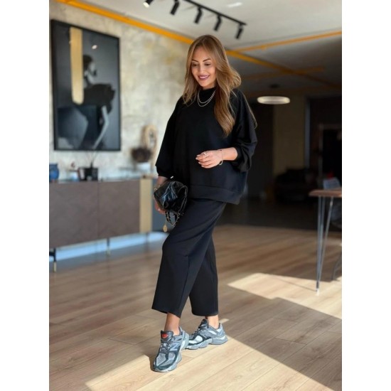 Kadın Uzun Kollu Bisiklet Yaka Viskon Iki Iplik Bluz Ve Pantolon Ikili Takım , 29912