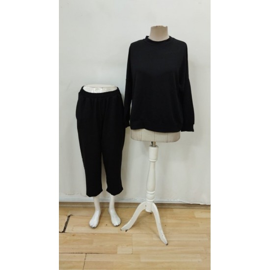 Kadın Uzun Kollu Bisiklet Yaka Viskon Iki Iplik Bluz Ve Pantolon Ikili Takım , 29912