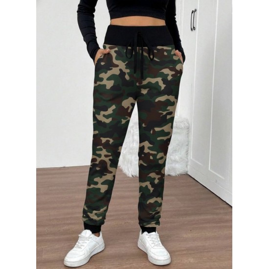 Kadın Yüksek Bel Bağcıklı Desenli Iki Iplik Pantolon , 29932