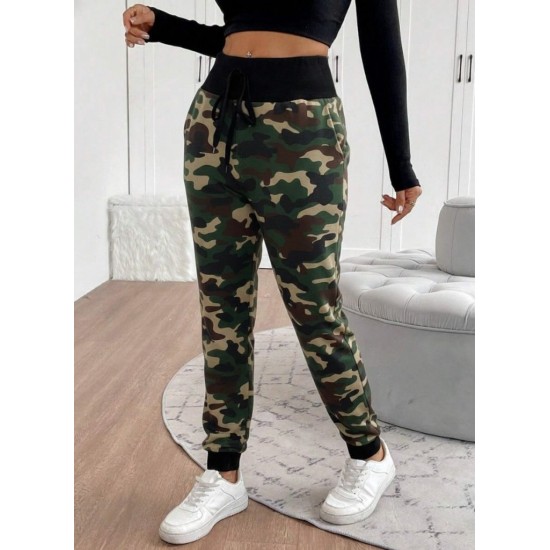 Kadın Yüksek Bel Bağcıklı Desenli Iki Iplik Pantolon , 29932