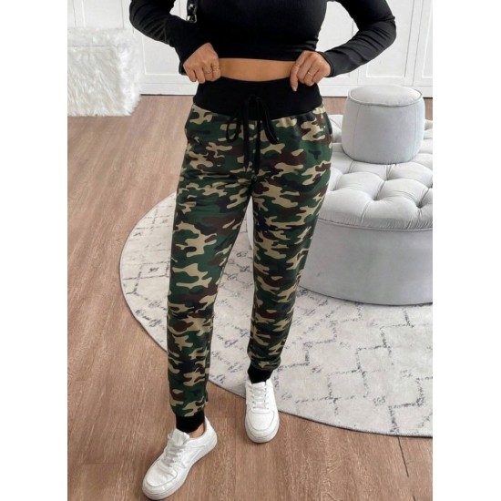 Kadın Yüksek Bel Bağcıklı Desenli Iki Iplik Pantolon , 29932