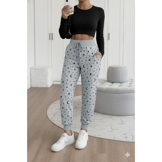 Kadın Yüksek Bel Bağcıklı Desenli Iki Iplik Pantolon , 29931