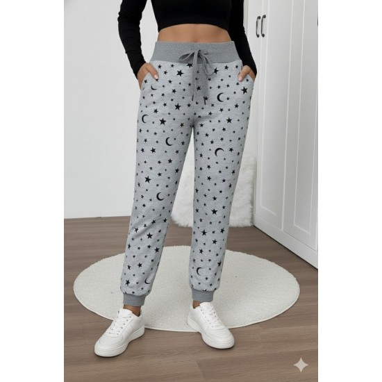 Kadın Yüksek Bel Bağcıklı Desenli Iki Iplik Pantolon , 29931