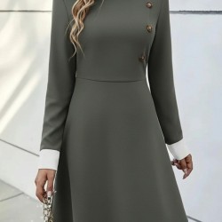 Kadın Uzun Kollu Yakalı Düğmeli çağla Yeşili Modal Mini Elbise , 29944 Kadın Uzun Kollu Yakalı Düğmeli çağla Yeşili Modal Mini Elbise , 29944