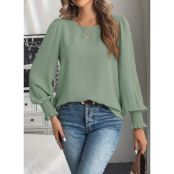 Kadın Uzun Kollu Yuvarlak Yaka Aerobin Bluz , 29938