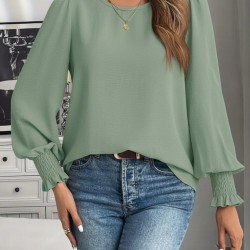 Kadın Uzun Kollu Yuvarlak Yaka Aerobin Bluz , 29938