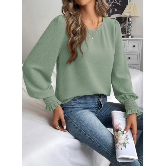 Kadın Uzun Kollu Yuvarlak Yaka Aerobin Bluz , 29938