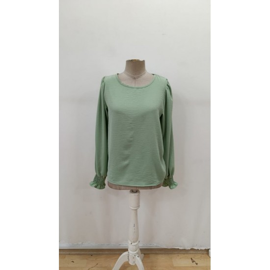 Kadın Uzun Kollu Yuvarlak Yaka Aerobin Bluz , 29938