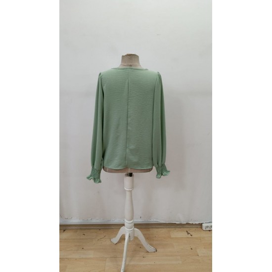 Kadın Uzun Kollu Yuvarlak Yaka Aerobin Bluz , 29938