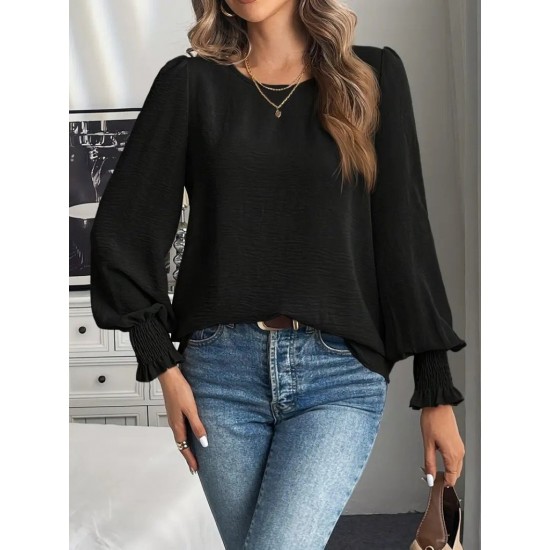 Kadın Uzun Kollu Yuvarlak Yaka Aerobin Bluz , 29937