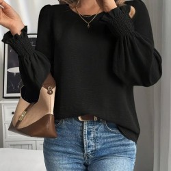 Kadın Uzun Kollu Yuvarlak Yaka Aerobin Bluz , 29937