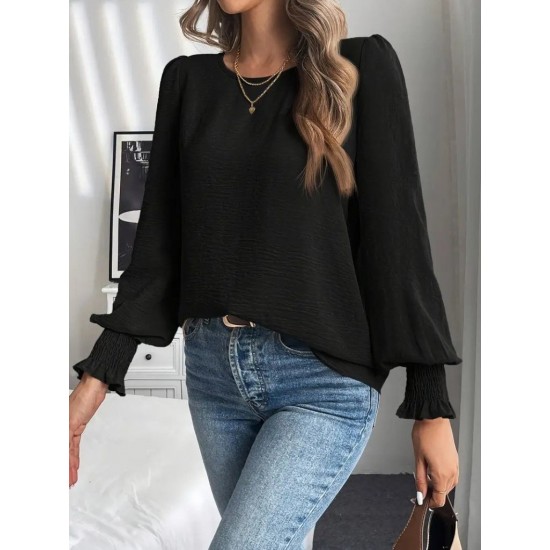 Kadın Uzun Kollu Yuvarlak Yaka Aerobin Bluz , 29937