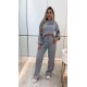 Kadın Uzun Kollu Balıkçı Yaka Kısa Triko Bluz Ve Pantolon Ikili Takım, 29956