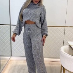 Kadın Uzun Kollu Balıkçı Yaka Kısa Triko Bluz Ve Pantolon Ikili Takım, 29956 Kadın Uzun Kollu Balıkçı Yaka Kısa Triko Bluz Ve Pantolon Ikili Takım, 29956