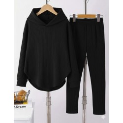 Kadın Uzun Kollu Kapşonlu Meloni Bluz Ve Pantolon Ikili Takım , 29951