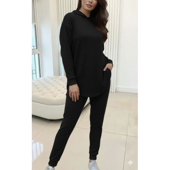 Kadın Uzun Kollu Kapşonlu Meloni Bluz Ve Pantolon Ikili Takım , 29951