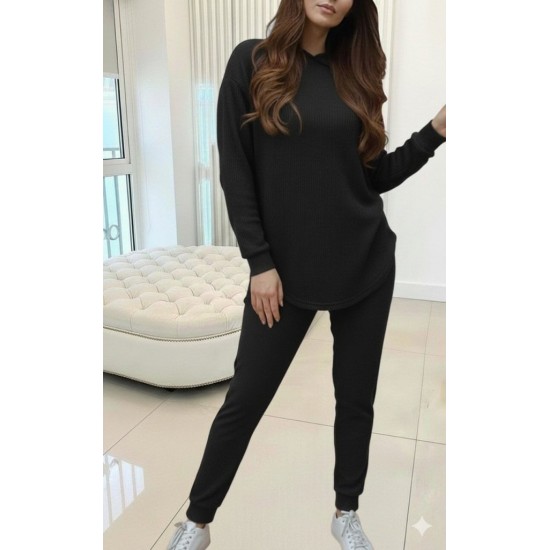 Kadın Uzun Kollu Kapşonlu Meloni Bluz Ve Pantolon Ikili Takım , 29951