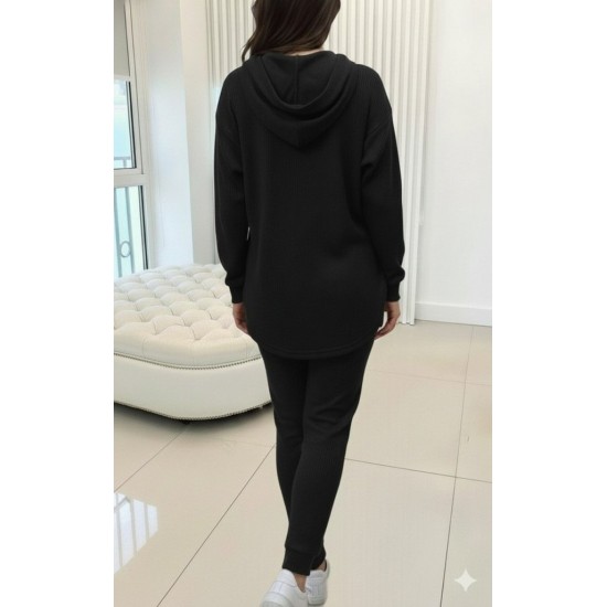 Kadın Uzun Kollu Kapşonlu Meloni Bluz Ve Pantolon Ikili Takım , 29951