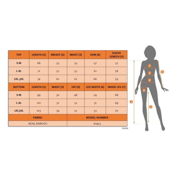 Kadın Uzun Kollu Kapşonlu Meloni Bluz Ve Pantolon Ikili Takım , 29951