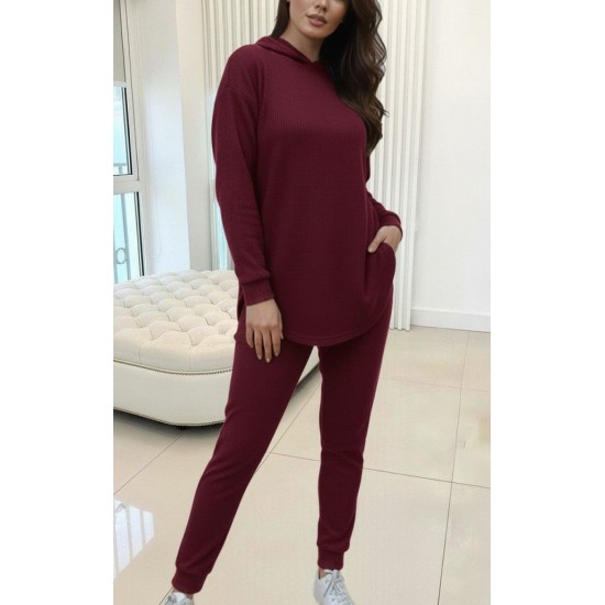 Kadın Uzun Kollu Kapşonlu Meloni Bluz Ve Pantolon Ikili Takım, 29949