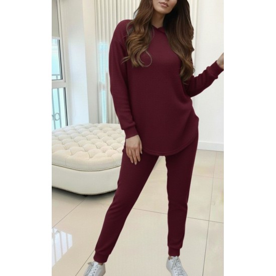 Kadın Uzun Kollu Kapşonlu Meloni Bluz Ve Pantolon Ikili Takım, 29949