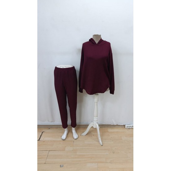 Kadın Uzun Kollu Kapşonlu Meloni Bluz Ve Pantolon Ikili Takım, 29949