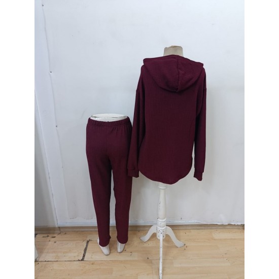 Kadın Uzun Kollu Kapşonlu Meloni Bluz Ve Pantolon Ikili Takım, 29949