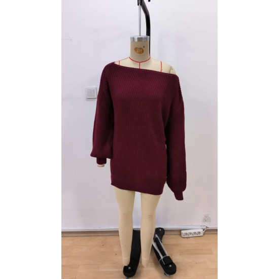 Kadın Uzun Kollu Tek Omuzu Açık Detaylı Triko Bluz, 29962